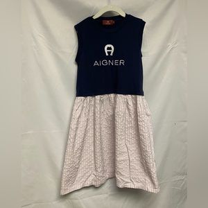 Aigner navy blue and pink girls dress, size 12